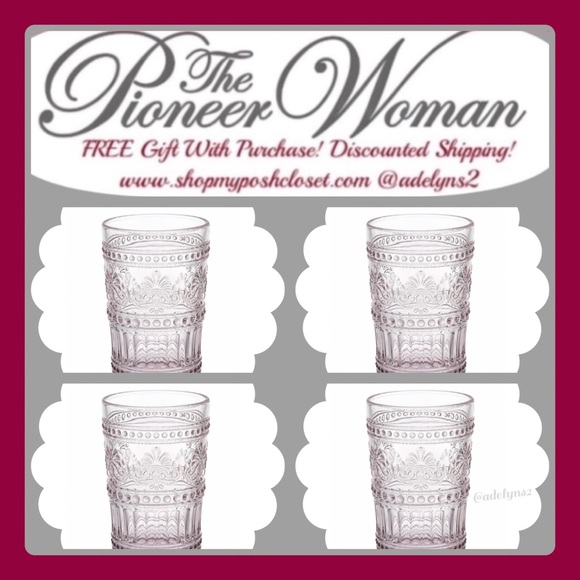 The Pioneer Woman Other - Rare 🌺 EUC Pioneer Woman Cassie Glass 4-Piece Highball Tumblers Glasses Set